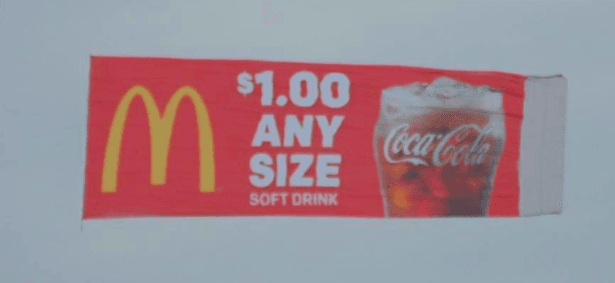 McDonald's $1.00 any size soft drink billboard banner in flight
